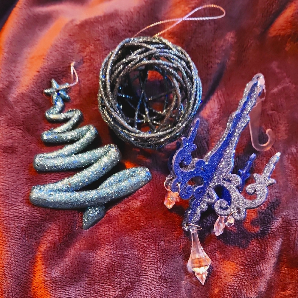 Glittery Blue Christmas Ornaments